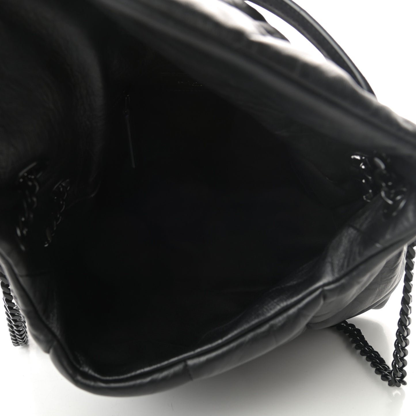 Calfskin Quilted Medium Loulou Puffer Monogram Chain Satchel Black