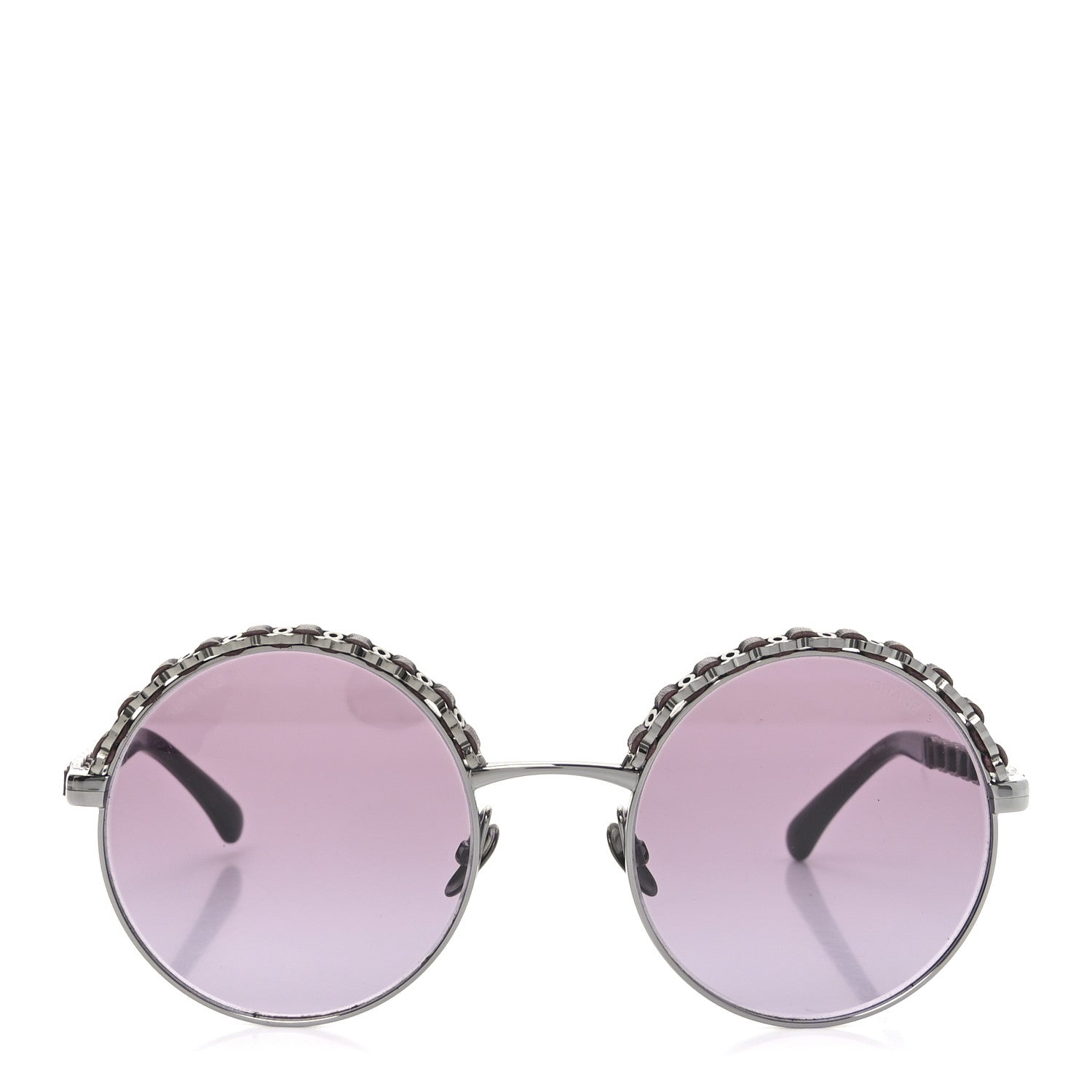 Chanel Metal Calfskin Round Chain Sunglasses 4265-Q Brown 2 of 7