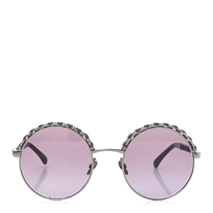 Chanel Metal Calfskin Round Chain Sunglasses 4265-Q Brown 2 of 7