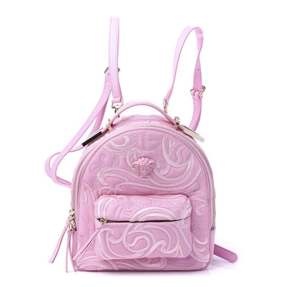 Versace Calfskin Palazzo Embroidered Baroque Mini Backpack Pink 1 of 8