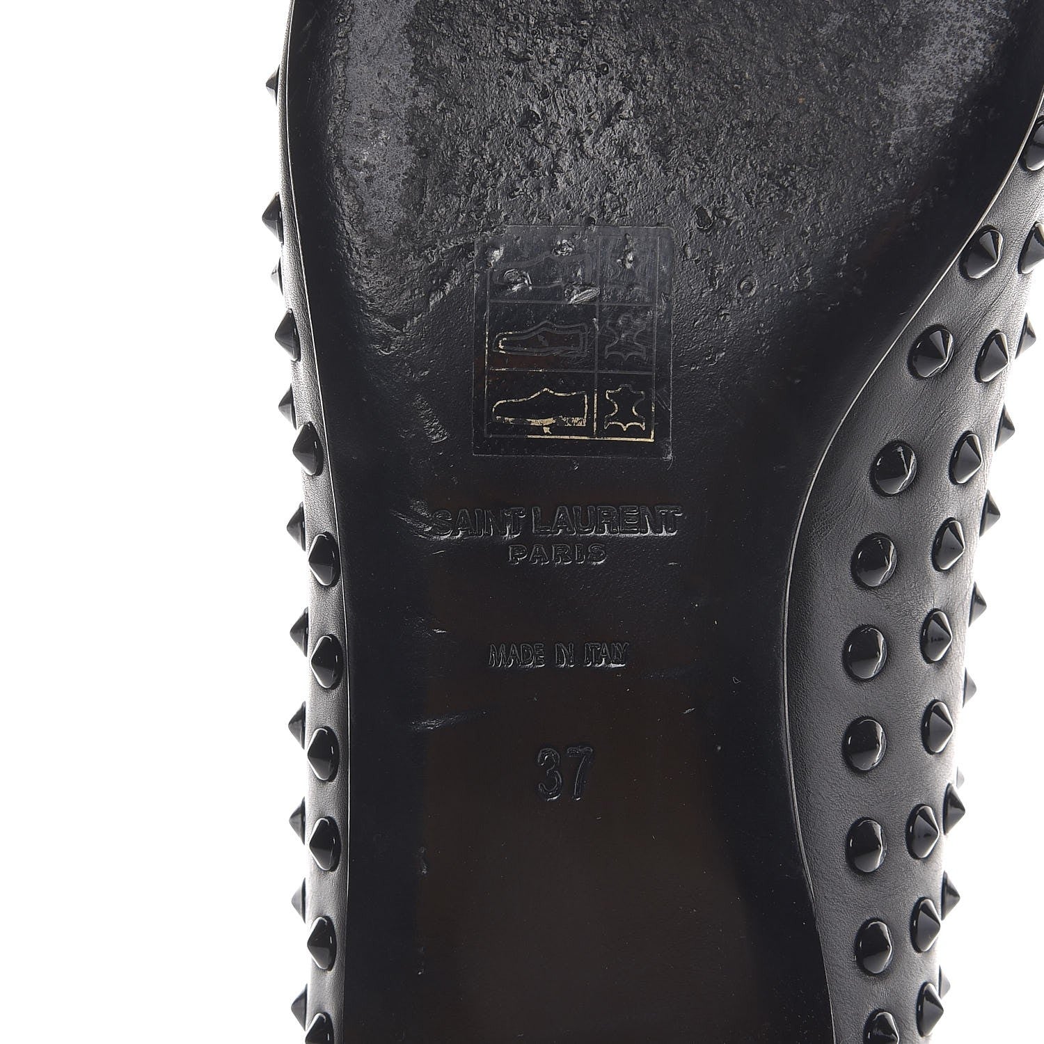 Saint Laurent Calfskin Studded Paris Ballerina Flats 37 Black 8 of 10