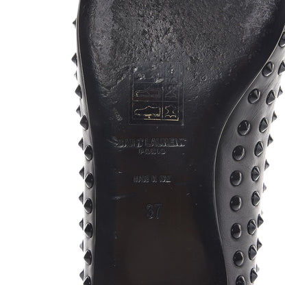 Saint Laurent Calfskin Studded Paris Ballerina Flats 37 Black 8 of 10
