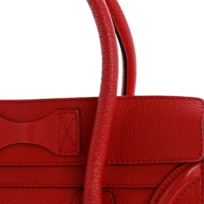 Celine Drummed Calfskin Micro Luggage Red 13 of 16
