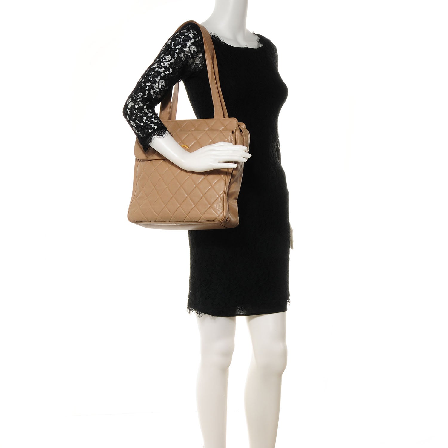 Chanel Lambskin Flap Shoulder Bag Beige 2 of 10