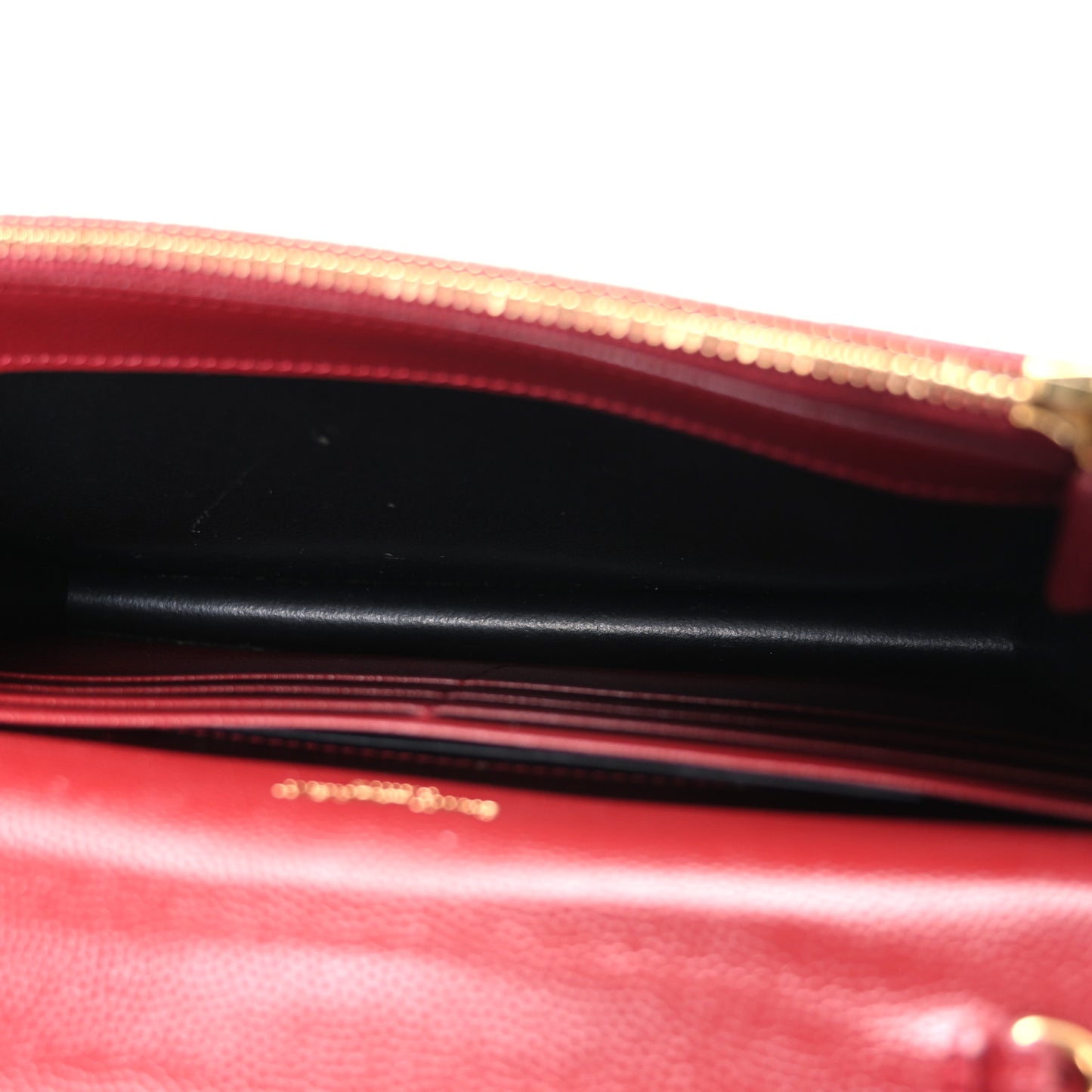 Grain De Poudre Matelasse Chevron Monogram Envelope Chain Wallet New Red