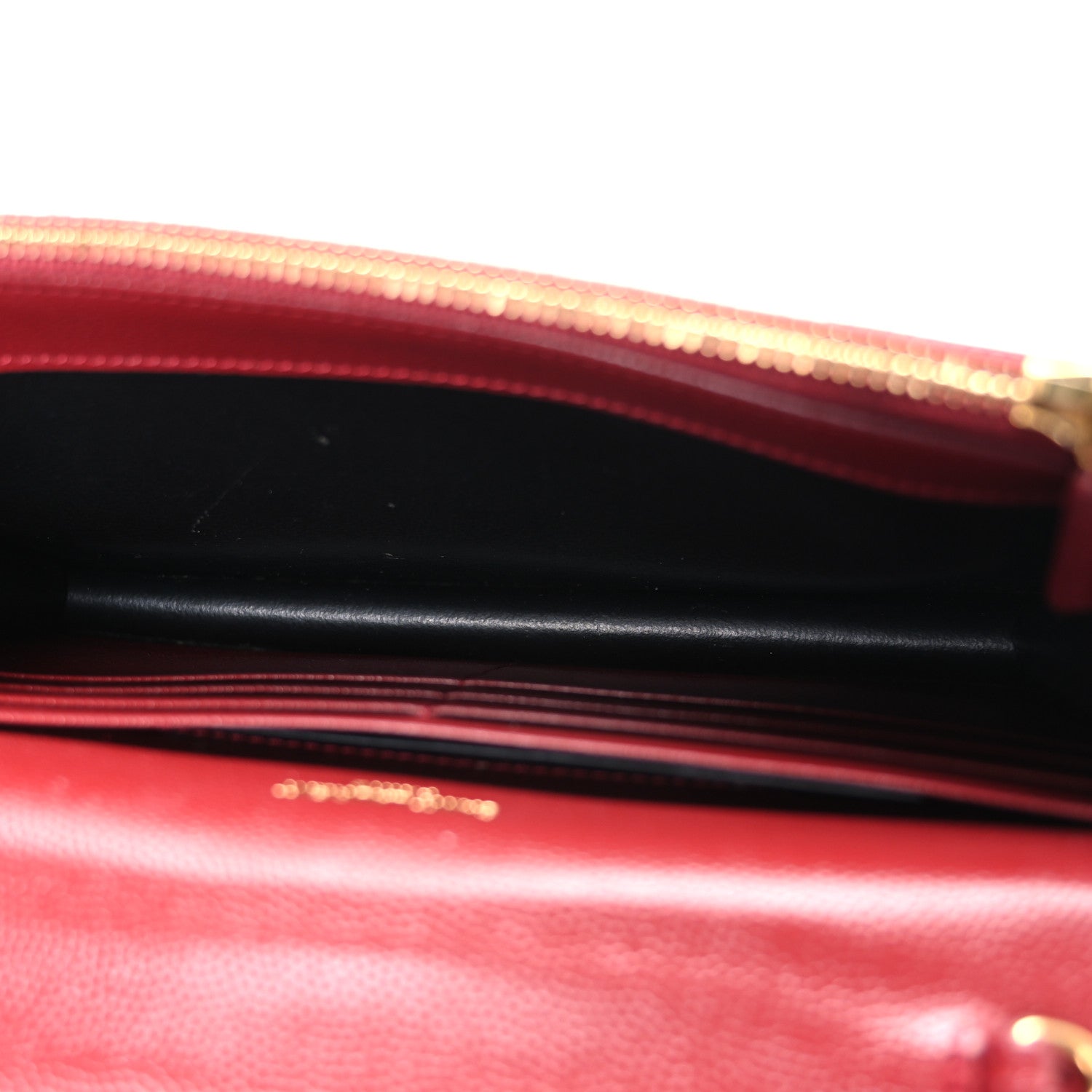 Saint Laurent Grain De Poudre Matelasse Chevron Monogram Envelope Chain Wallet New Red 5 of 11