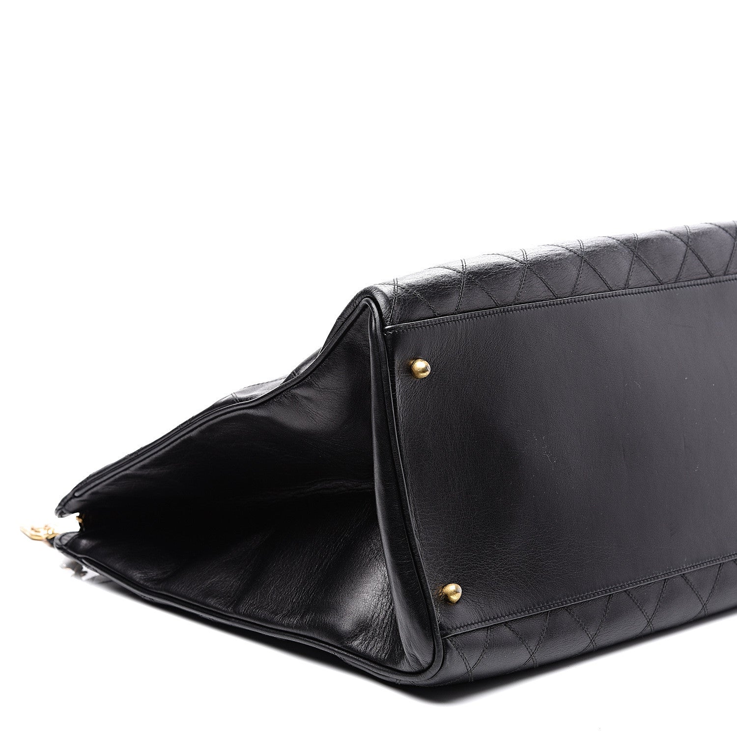Chanel Calfskin Stitched XL Weekender Black 9 of 14