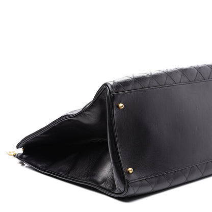 Chanel Calfskin Stitched XL Weekender Black 9 of 14