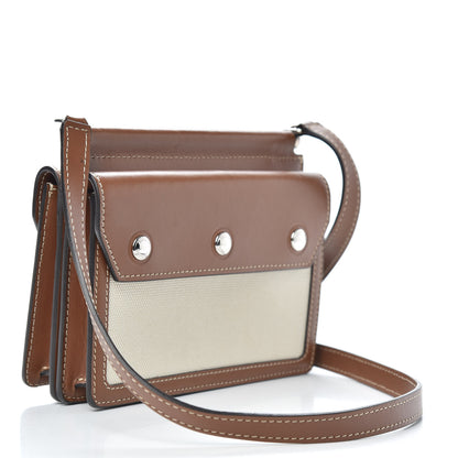 Burberry Smooth Calfskin Canvas Horseferry Print Mini Title Bag with Pocket Natural Malt Brown 3 of 11