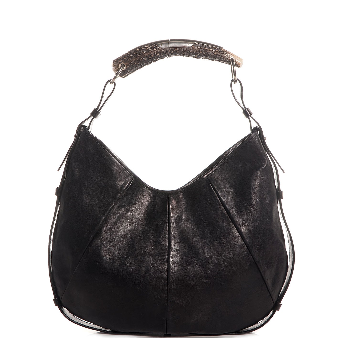 Buffalo Leather Medium Mombasa Horn Bag Black
