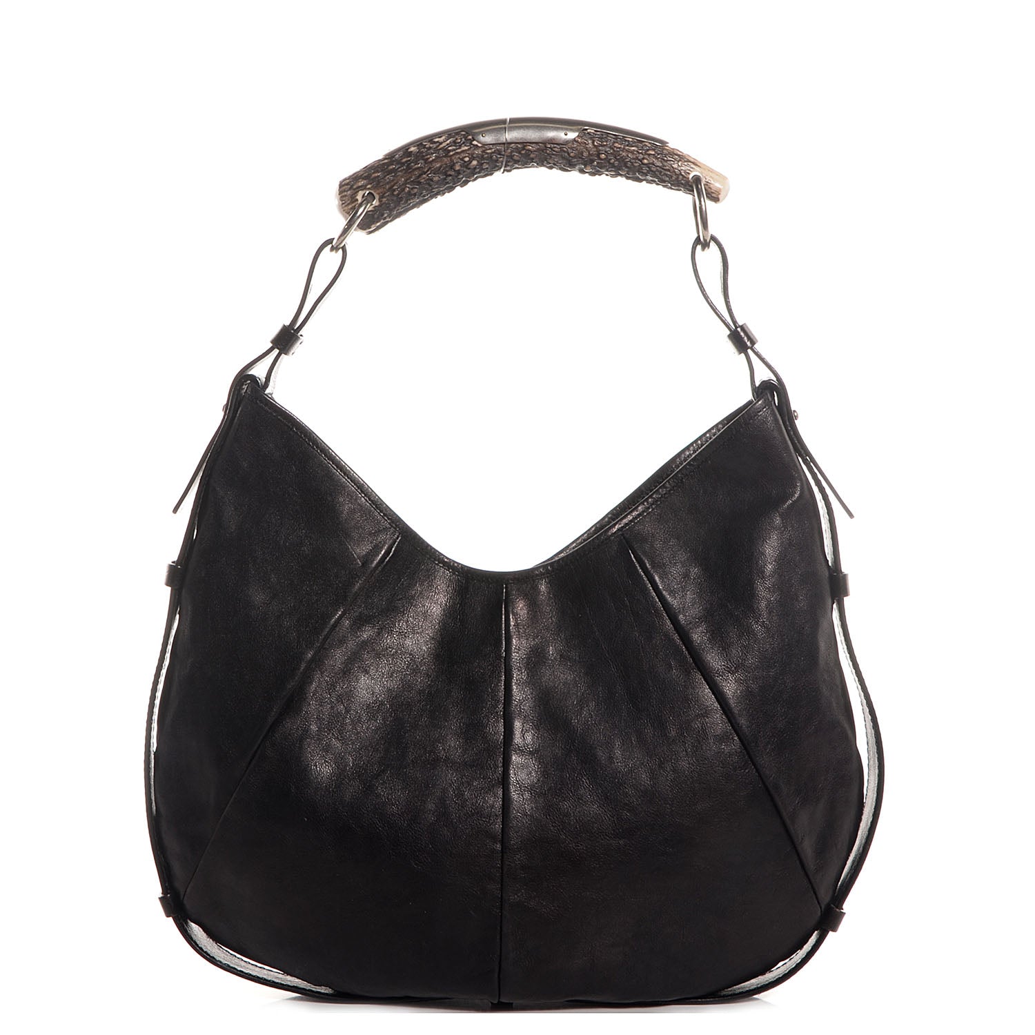 Saint Laurent Buffalo Leather Medium Mombasa Horn Bag Black 1 of 7