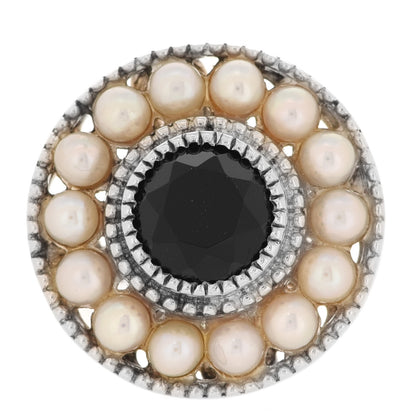 Tiffany Sterling Silver Black Onyx Freshwater Pearl Ziegfeld Ring 49 5 1 of 5
