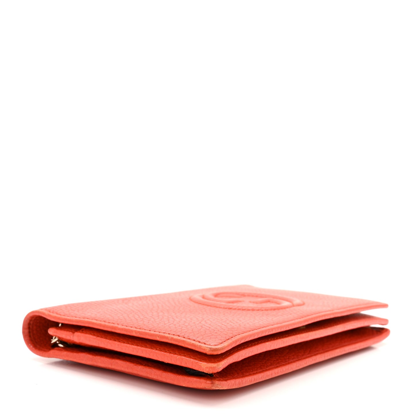 Pebbled Calfskin Soho Wallet On Chain Sun Orange