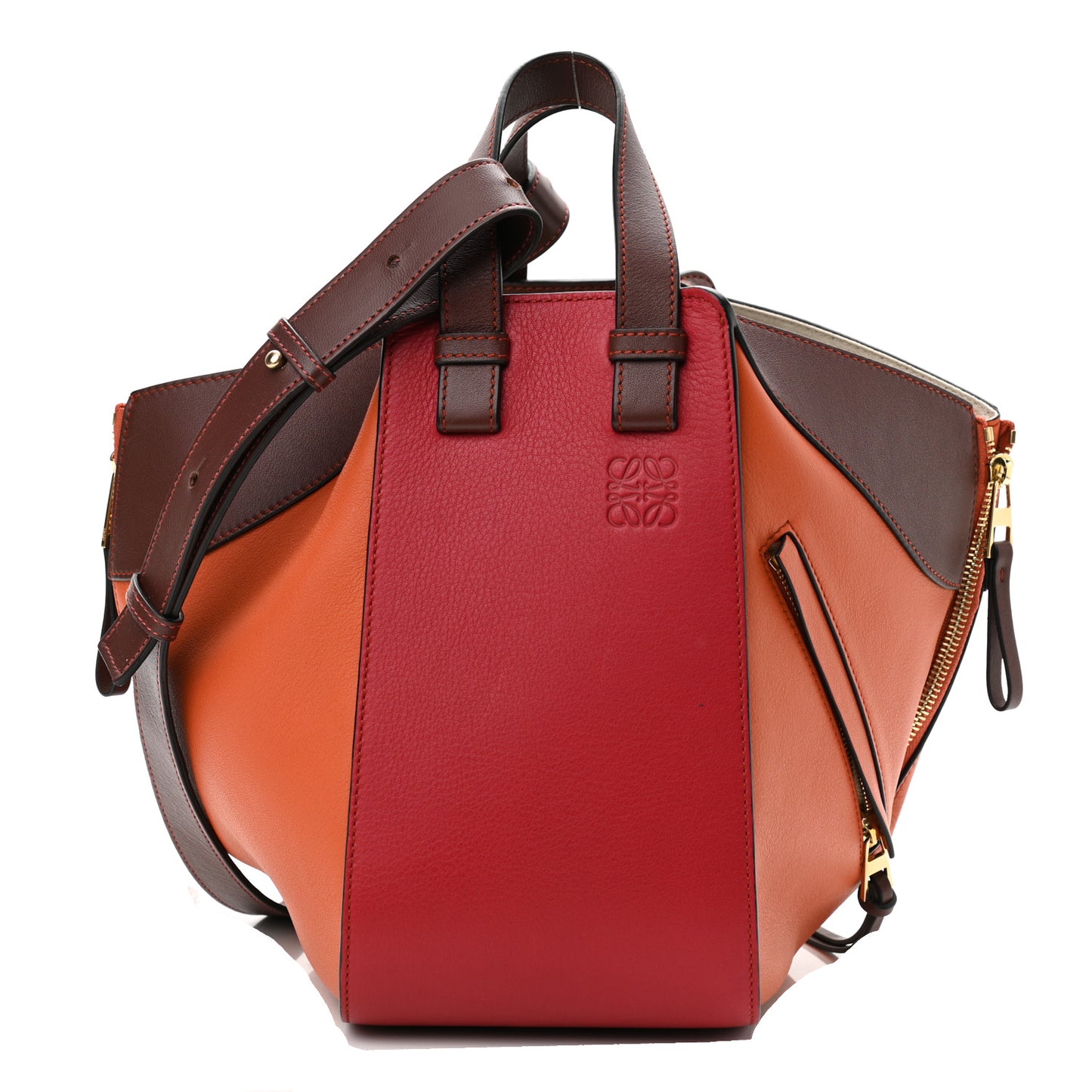 Calfskin Small Hammock Shoulder Bag Ginger Red