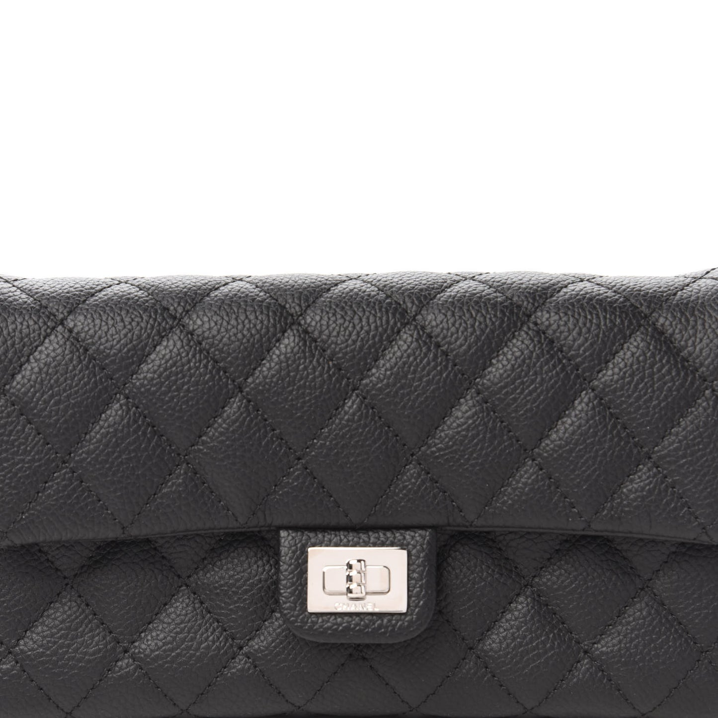 Grained Calfskin Quilted 2.55 Reissue Flap Belt Bag Clutch Black