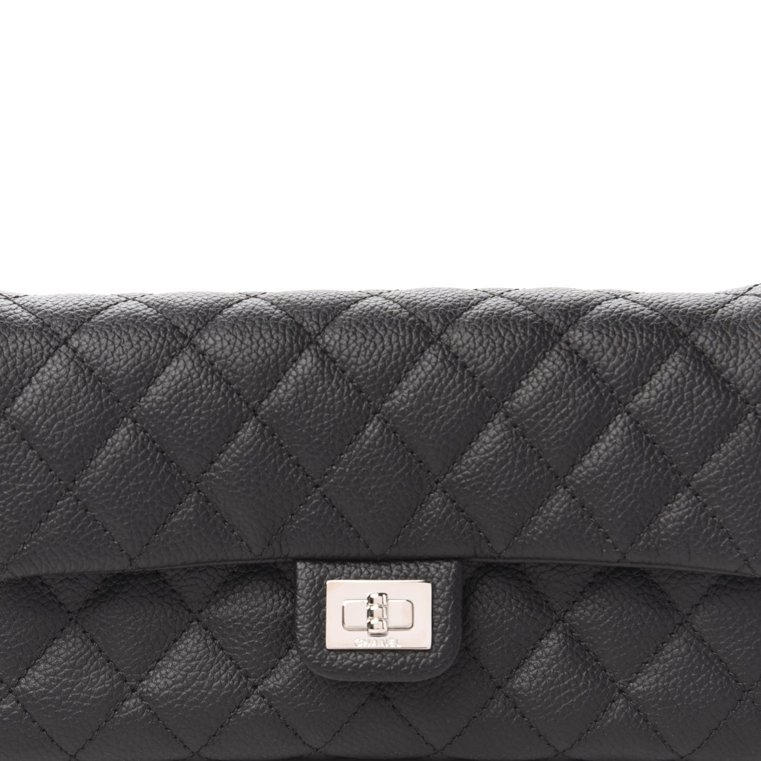Chanel Grained Calfskin Quilted 2.55 Reissue Flap Belt Bag Clutch Black 10 of 10