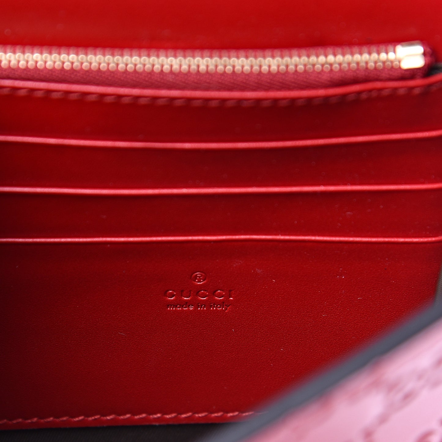 Guccissima Padlock Clutch Hibiscus Red