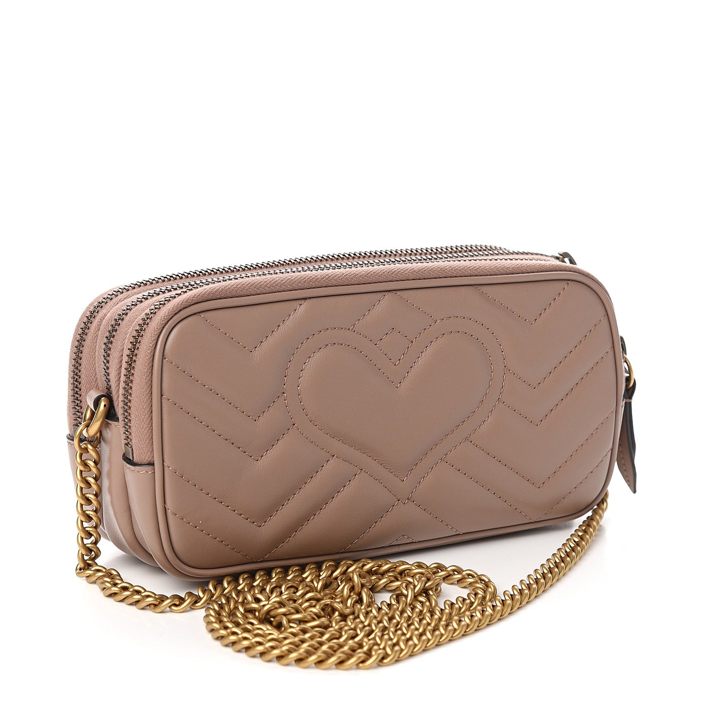 Calfskin Matelasse Mini GG Marmont Chain Crossbody Bag Porcelain Rose