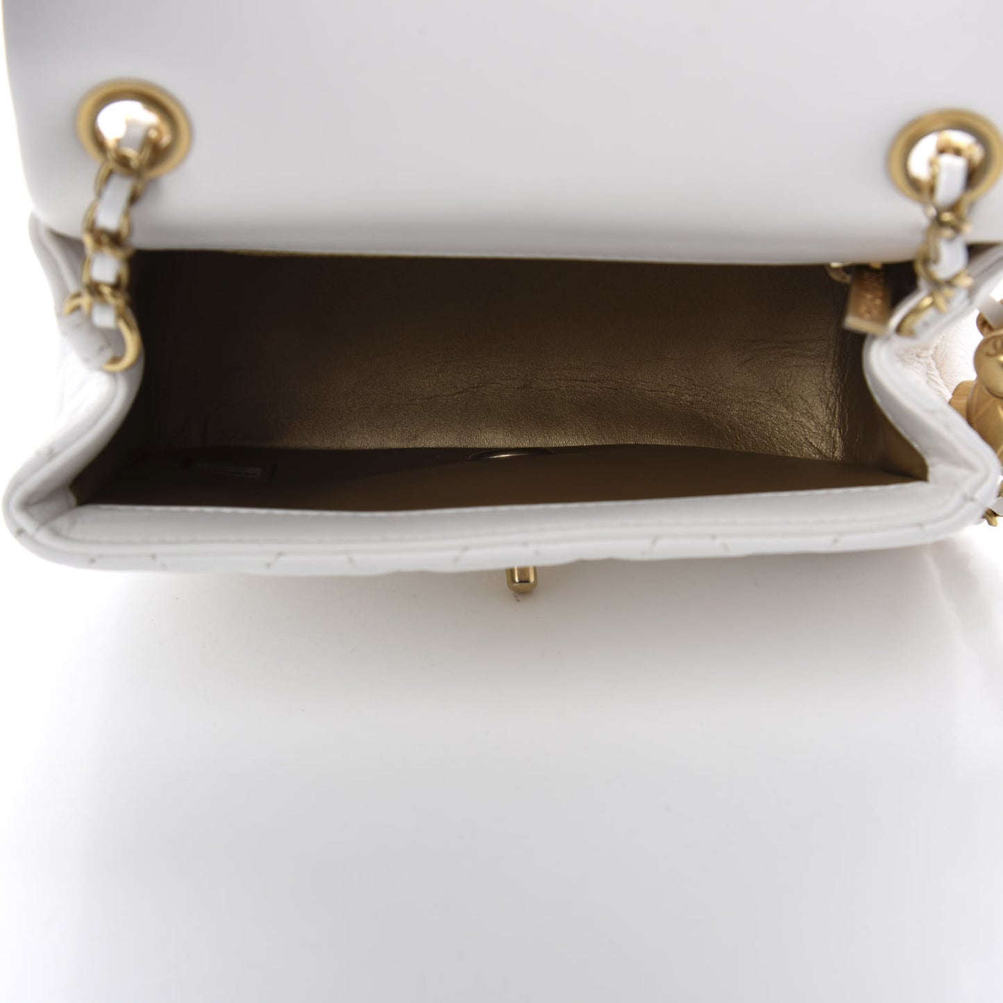 Lambskin Quilted Mini Pearl Crush Flap White