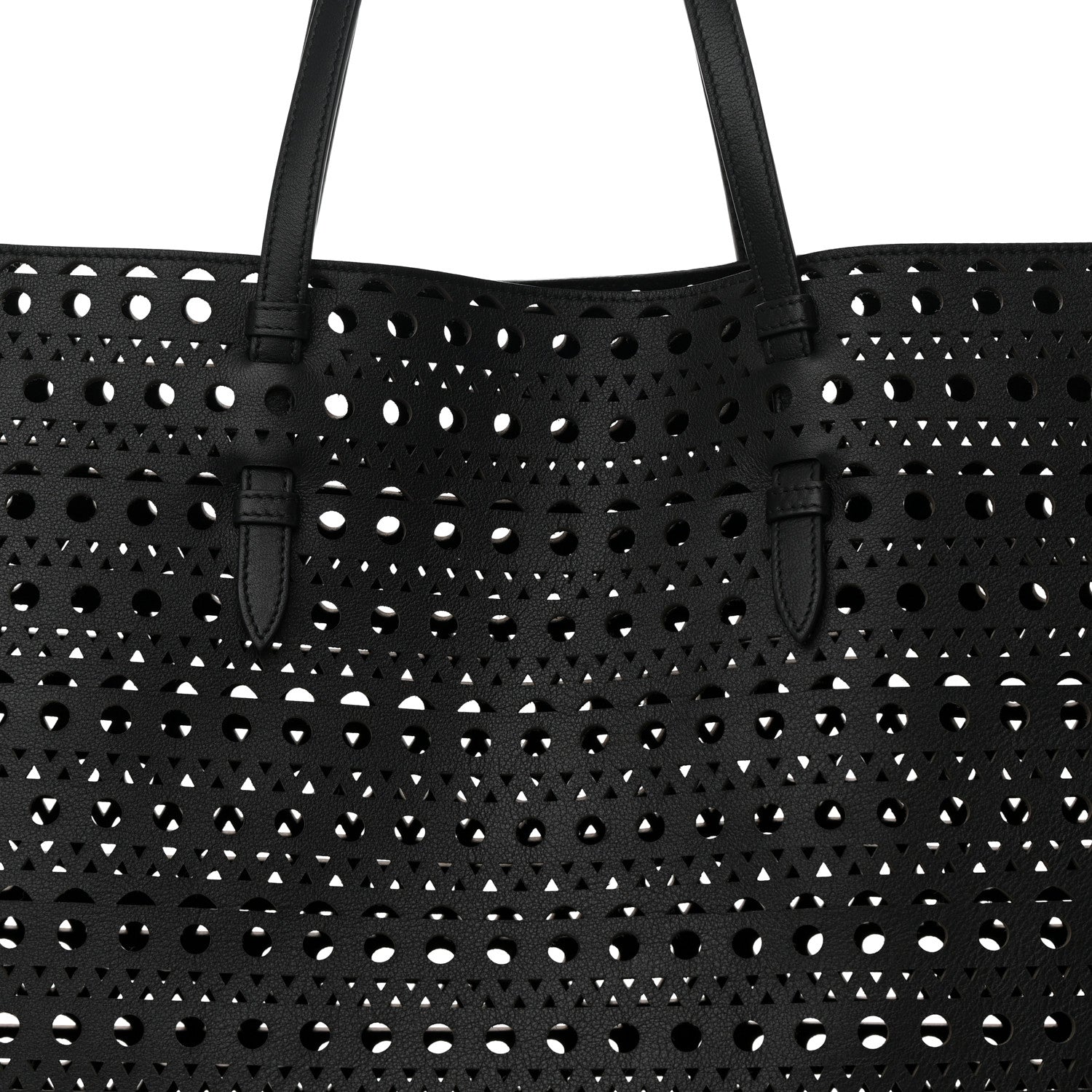 Alaia Lux Calfskin Optical Perforated Laser Cut Mina 44 Tote Black 9 of 11