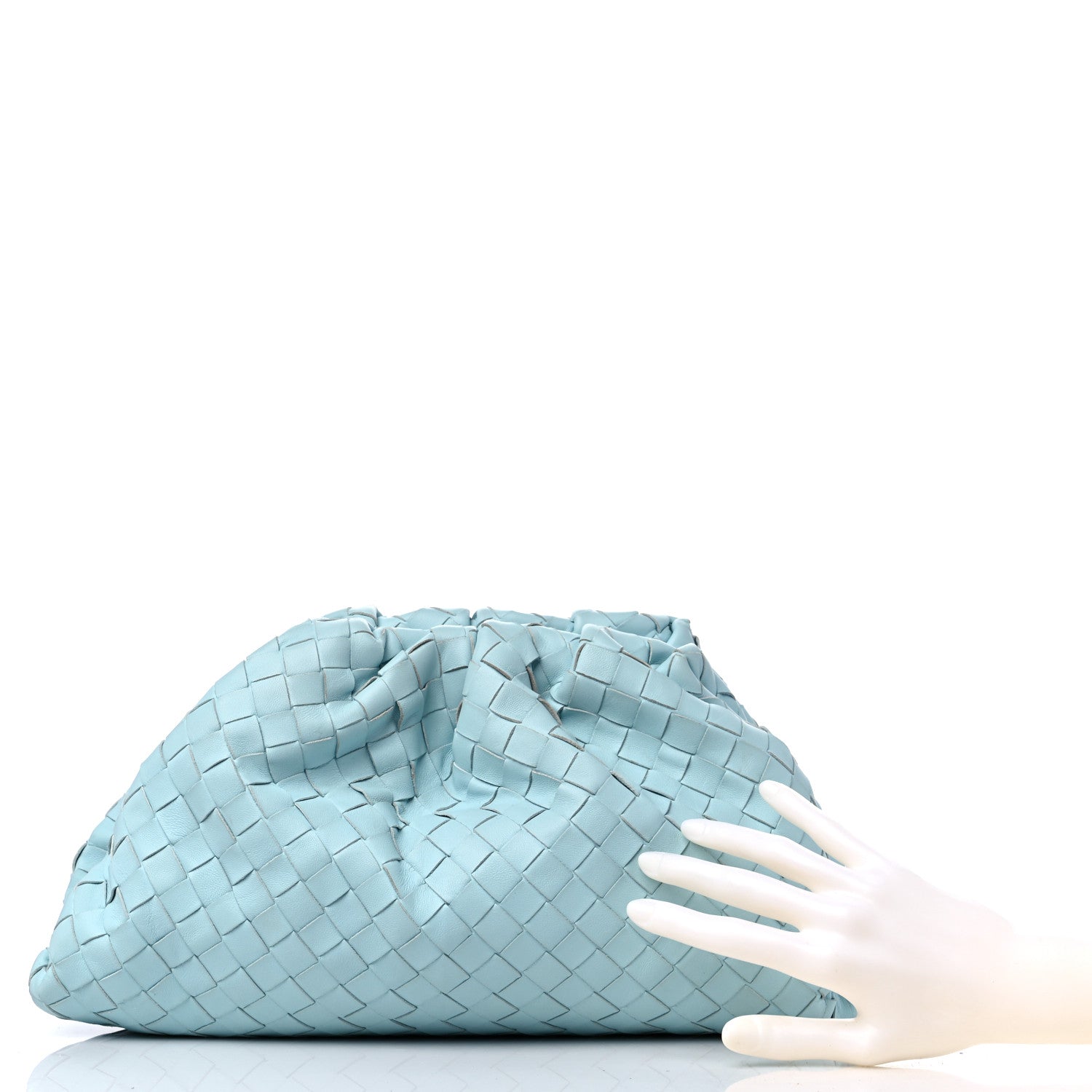 Bottega Veneta Nappa Maxi Intrecciato The Pouch Oversized Clutch Teal Washed 2 of 12