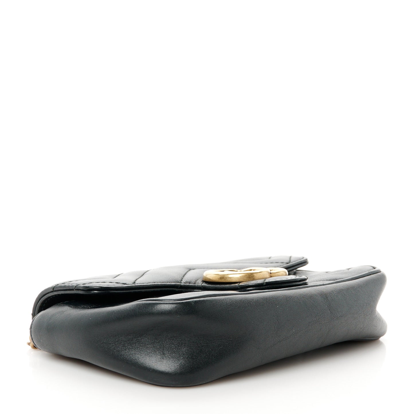 Calfskin Matelasse Super Mini GG Marmont Shoulder Bag Black