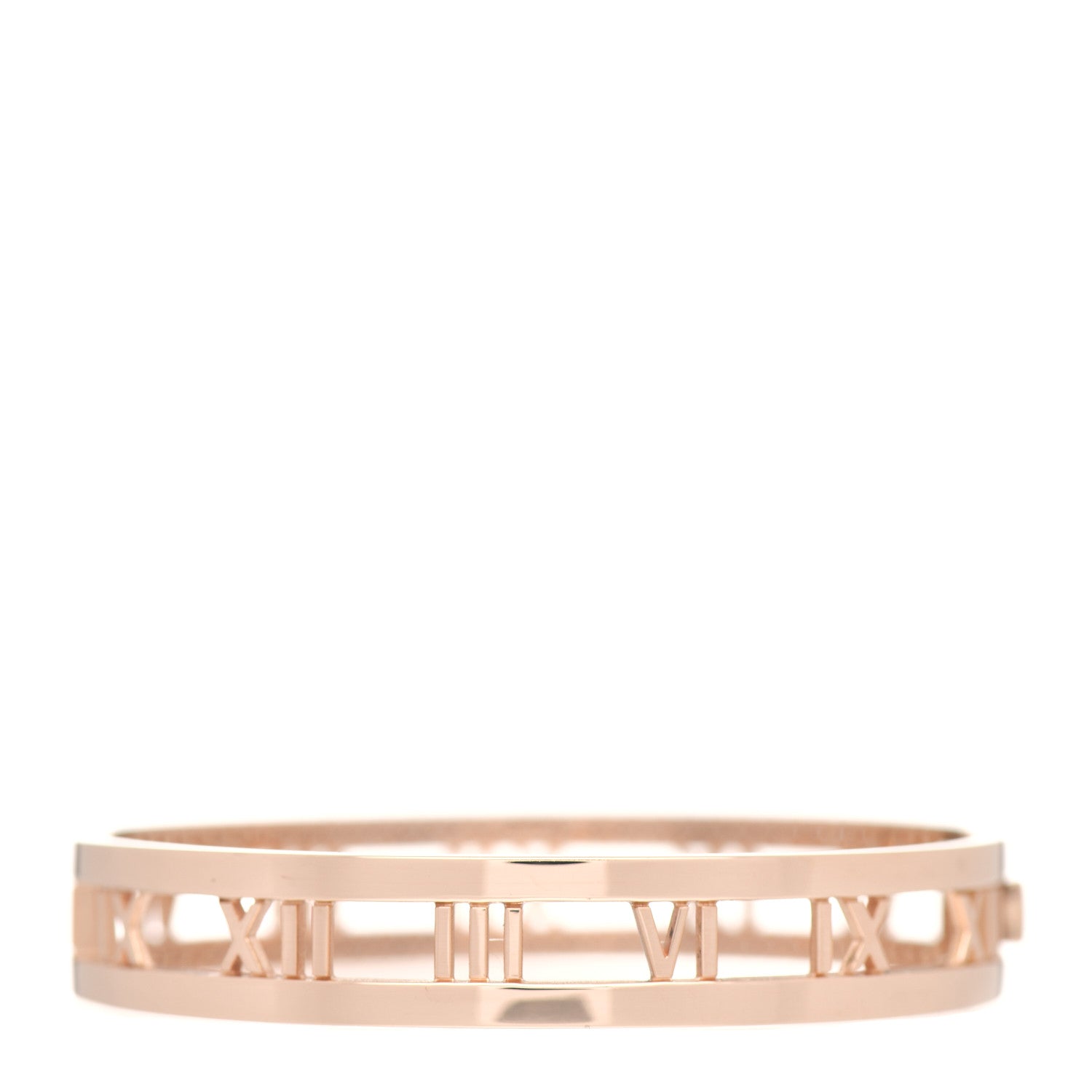 Tiffany 18K Rose Gold Diamond Atlas Open Hinged Bangle Bracelet 3 of 5