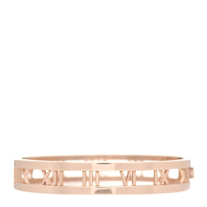 Tiffany 18K Rose Gold Diamond Atlas Open Hinged Bangle Bracelet 3 of 5