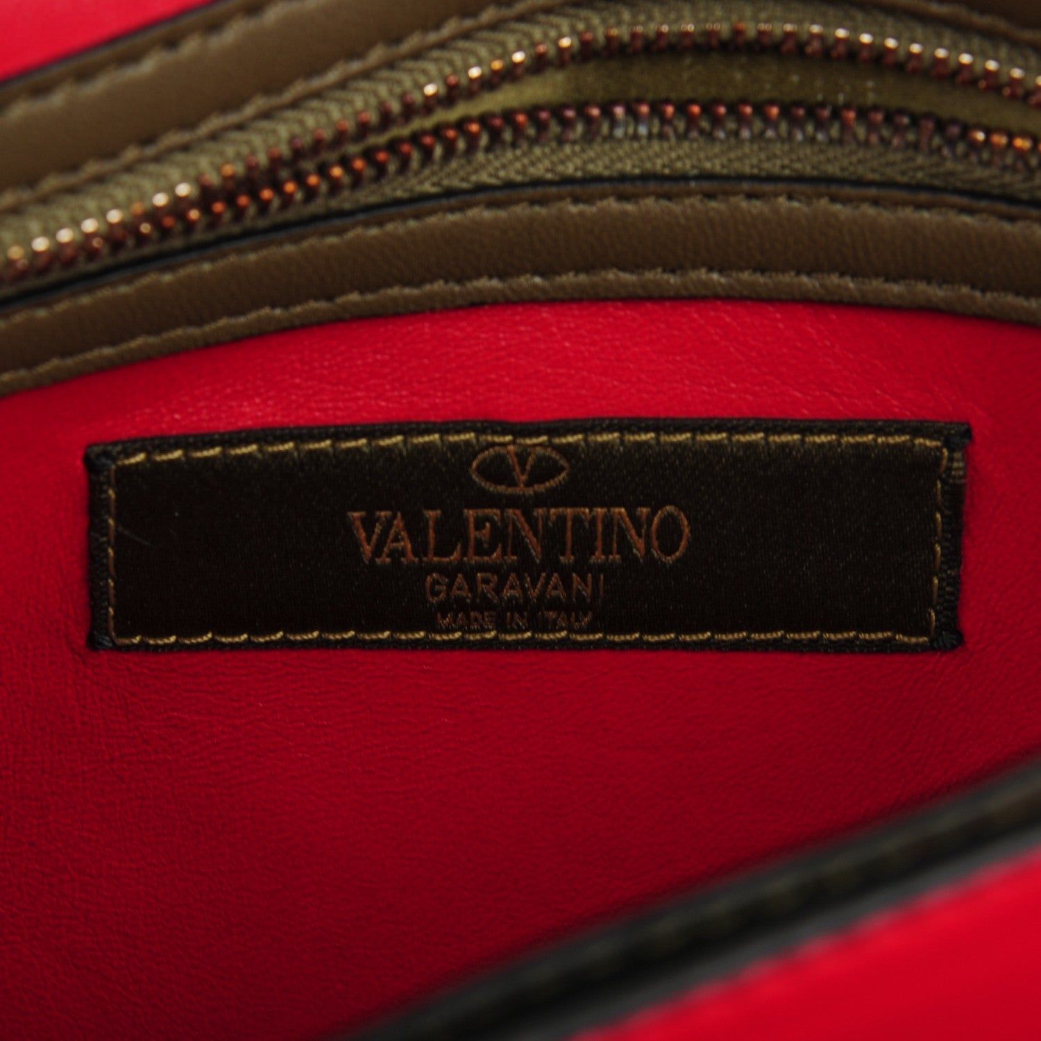 Valentino Garavani Nappa Canvas Camouflage Rockstud Wristlet Clutch Verde Rouge 6 of 7