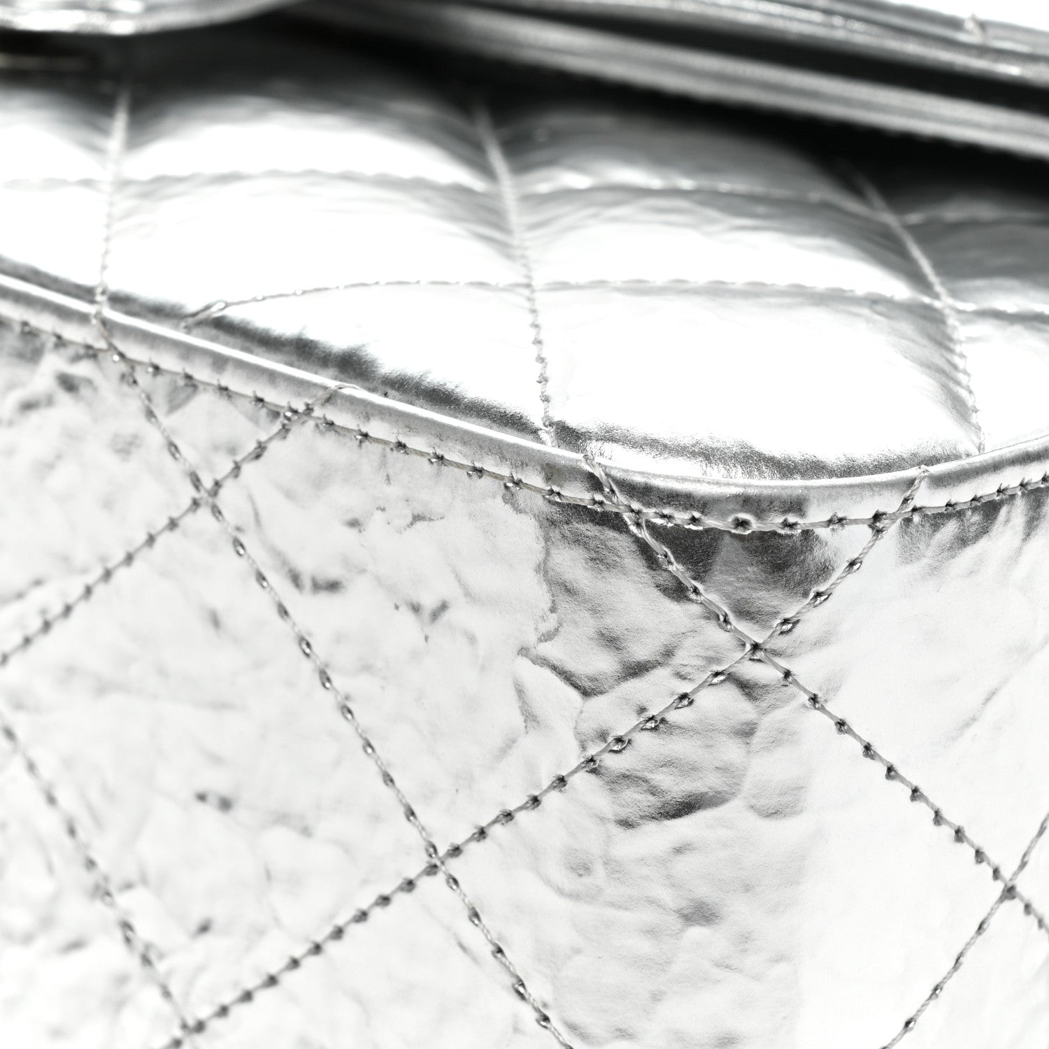 Chanel Hammered Metallic Calfskin Quilted Small Double Flap Silver 12 of 14