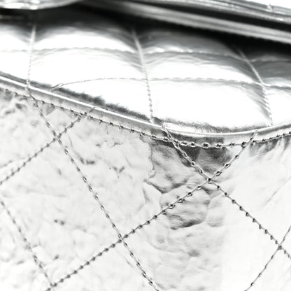 Chanel Hammered Metallic Calfskin Quilted Small Double Flap Silver 12 of 14