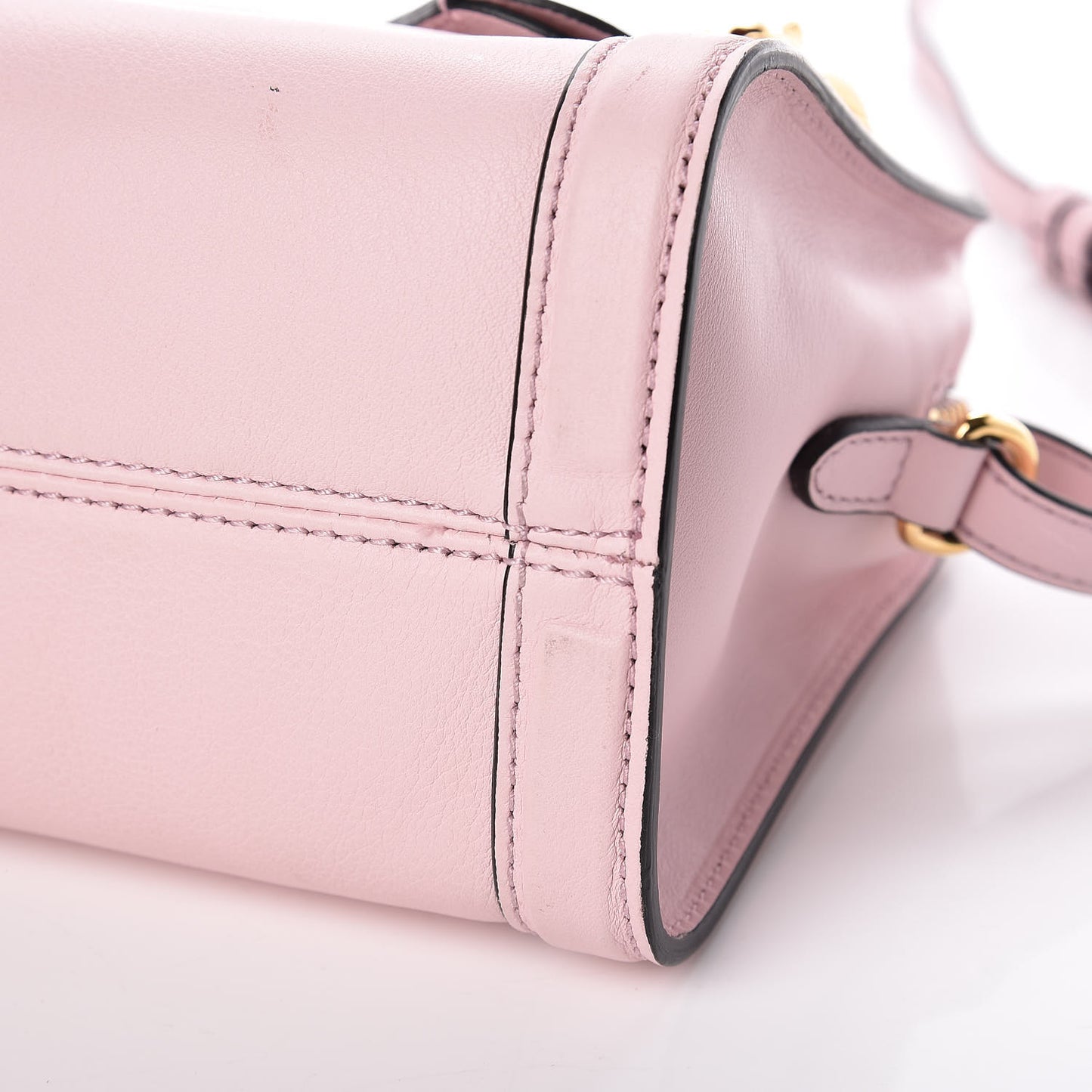 Pebbled Calfskin Mini Padlock Tote Baby Pink