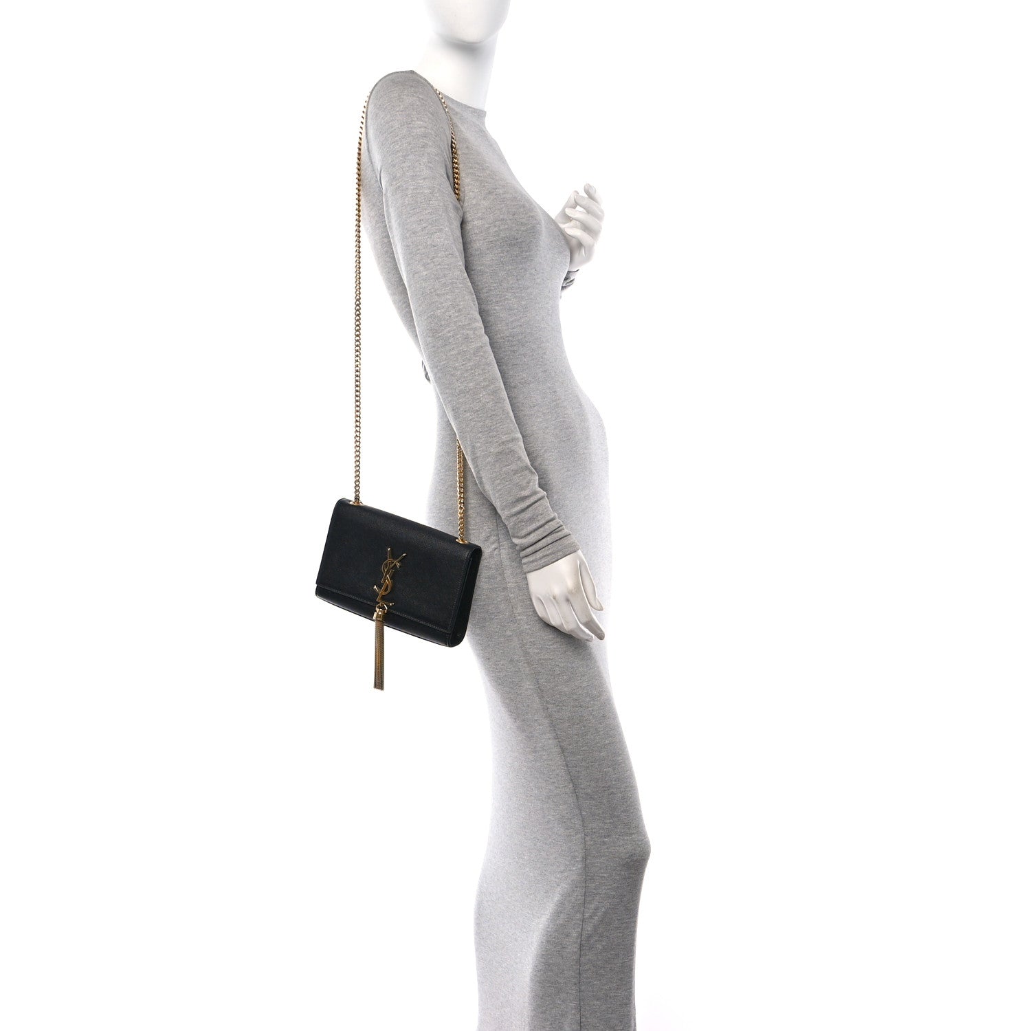 Saint Laurent Grain De Poudre Small Classic Monogram Kate Tassel Satchel Black 2 of 11