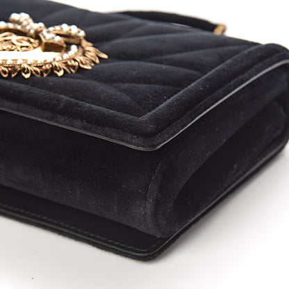 Dolce & Gabbana DOLCE &GABBANA Velvet Medium Devotion Crossbody Bag Black 9 of 9