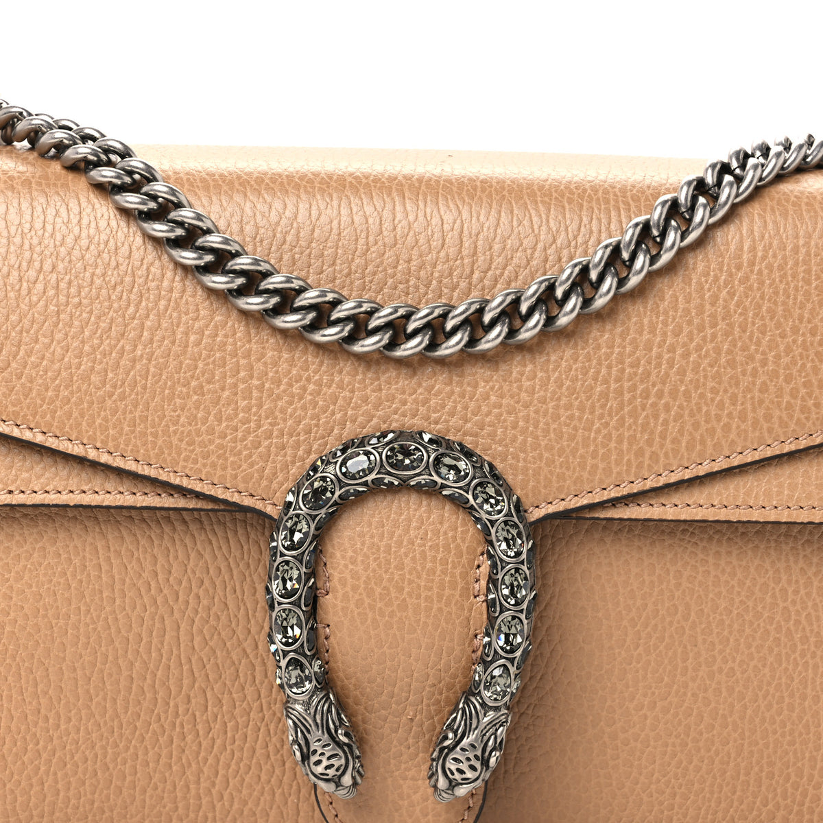 Dollar Calfskin Crystal Small Dionysus Shoulder Bag Natural Tan Black Diamond