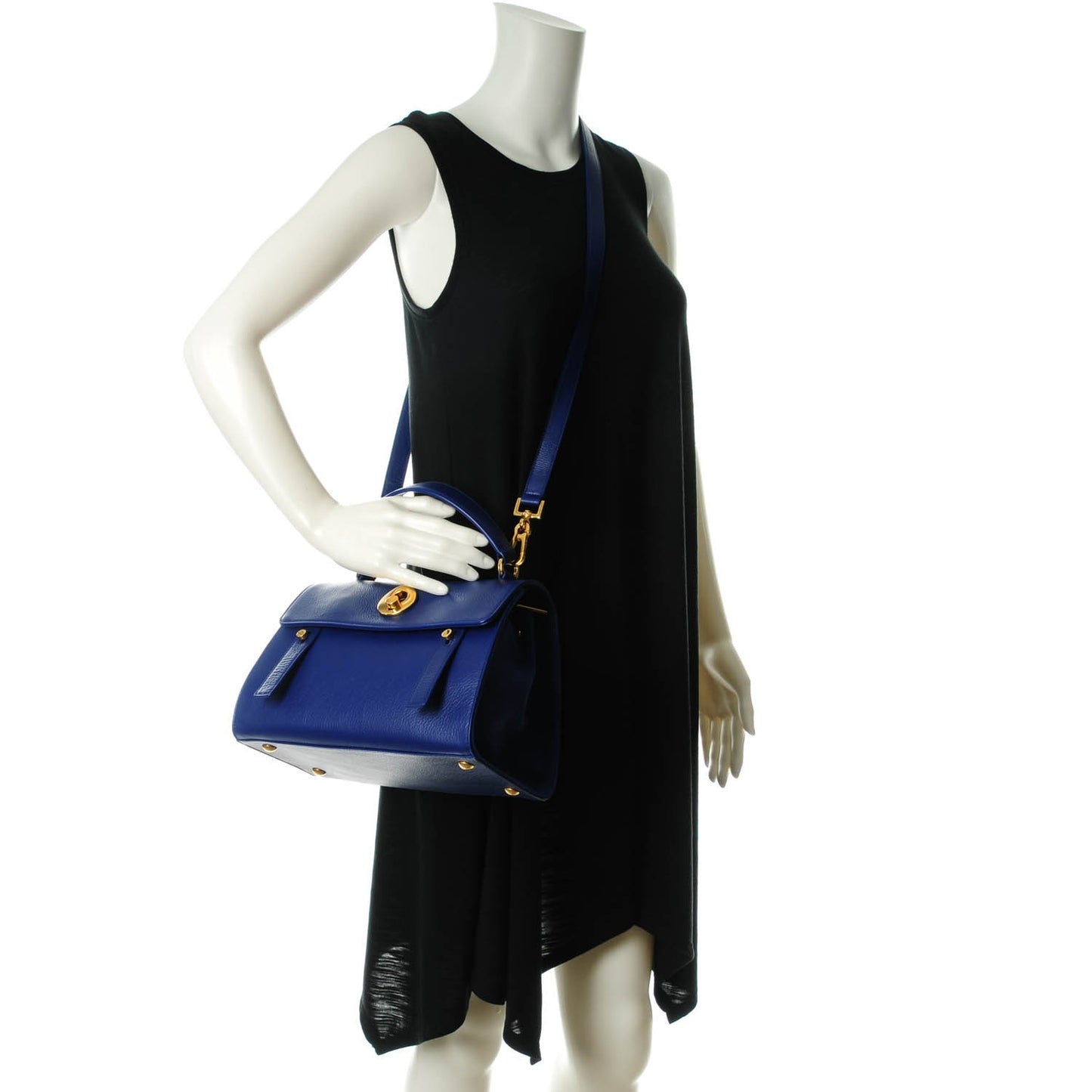 Calfskin Canvas Small Muse Two Blue