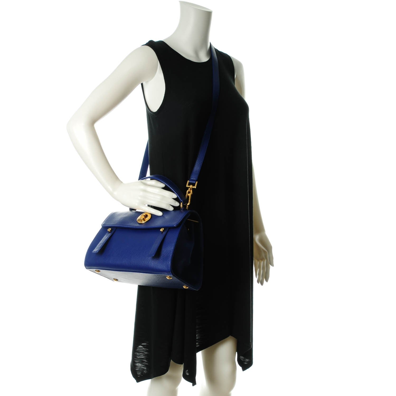 Saint Laurent Calfskin Canvas Small Muse Two Blue 2 of 6