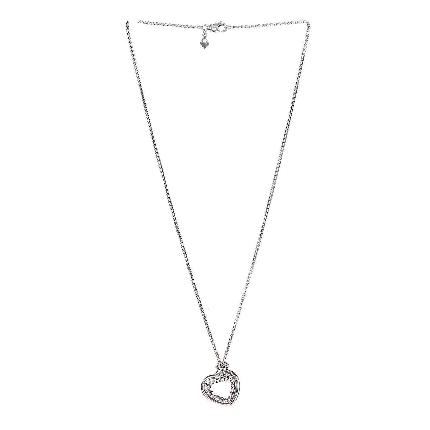 Sterling Silver 18K Yellow Gold Open Heart Cable Necklace