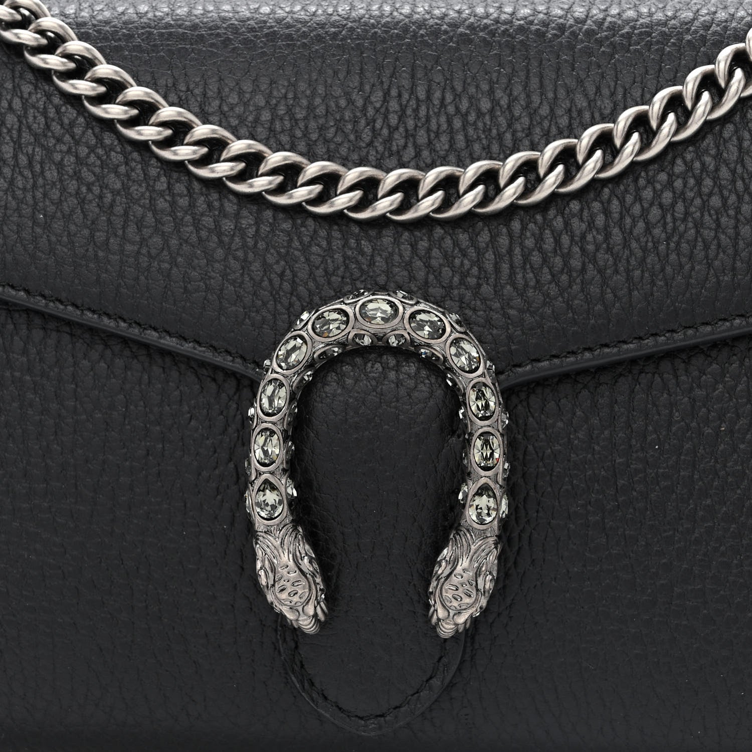 Gucci Calfskin Mini Dionysus Chain Wallet Black 8 of 12