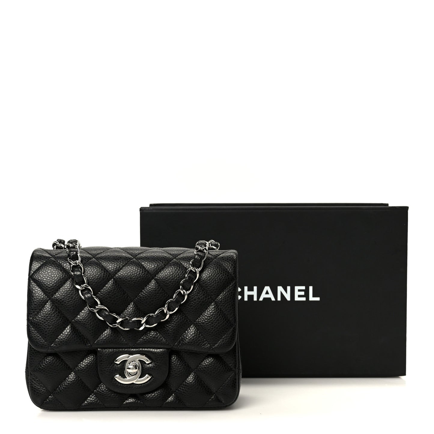 Caviar Quilted Mini Square Flap Black