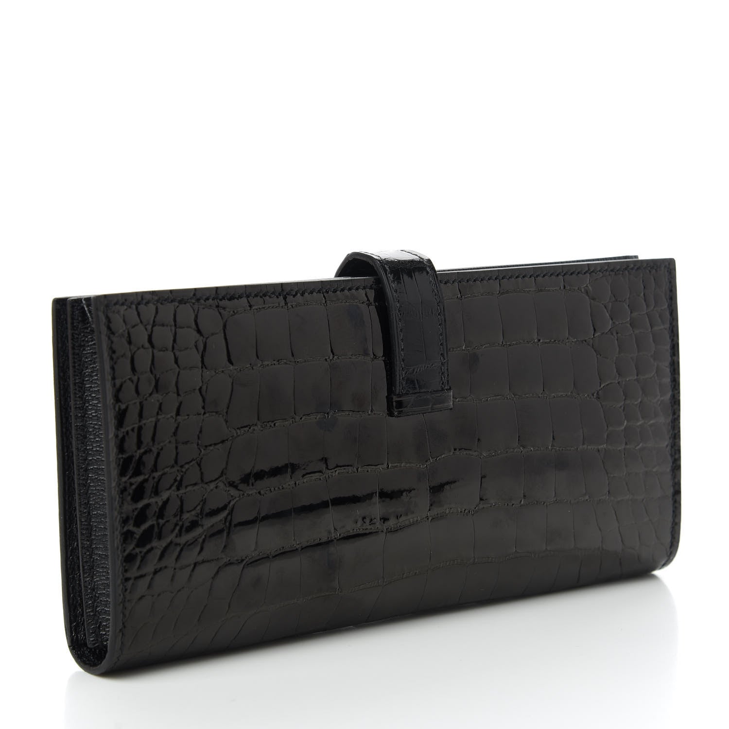 Hermes Shiny Alligator Bearn Wallet Black 3 of 10