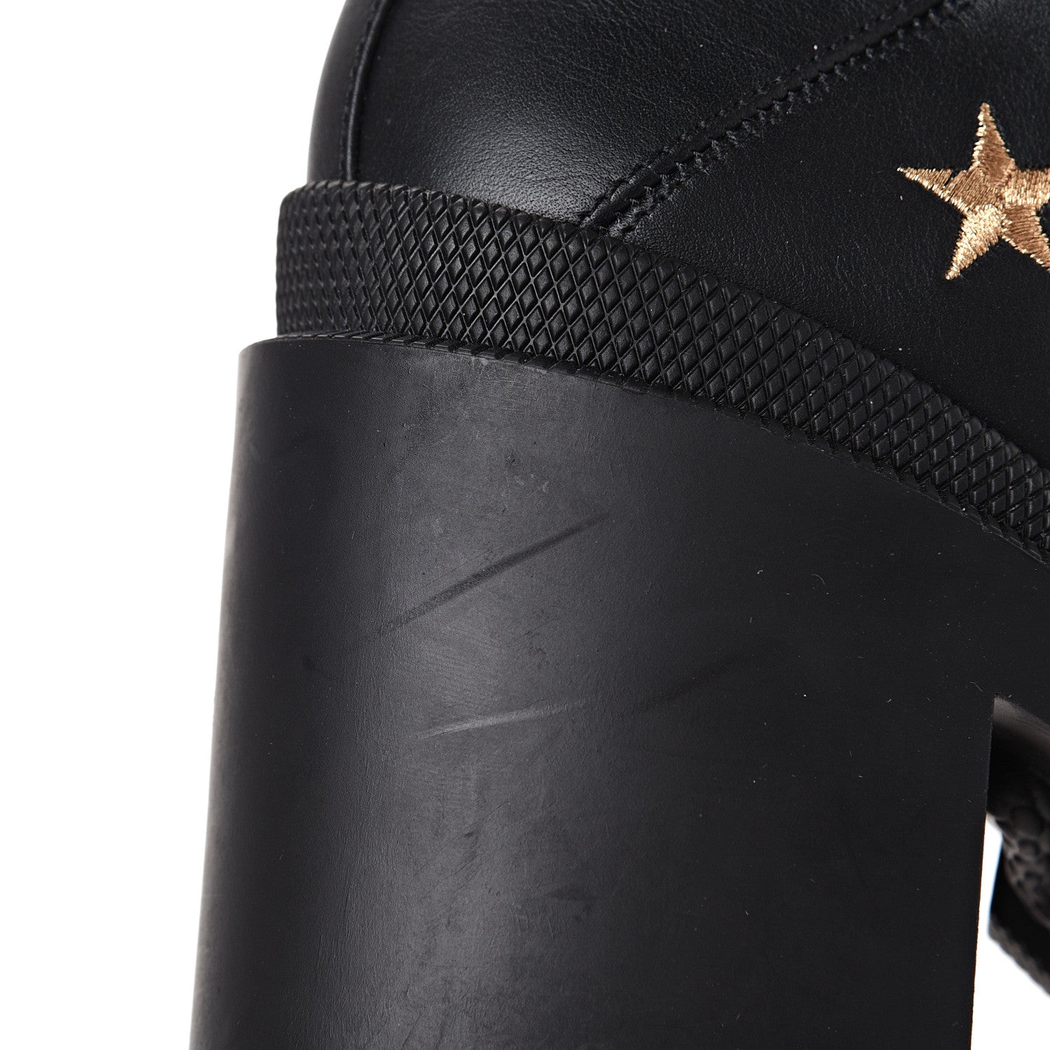 Gucci Calfskin Embroidered Lace Up Combat Ankle Boots 37.5 Black 9 of 11