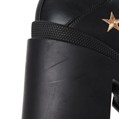 Gucci Calfskin Embroidered Lace Up Combat Ankle Boots 37.5 Black 9 of 11