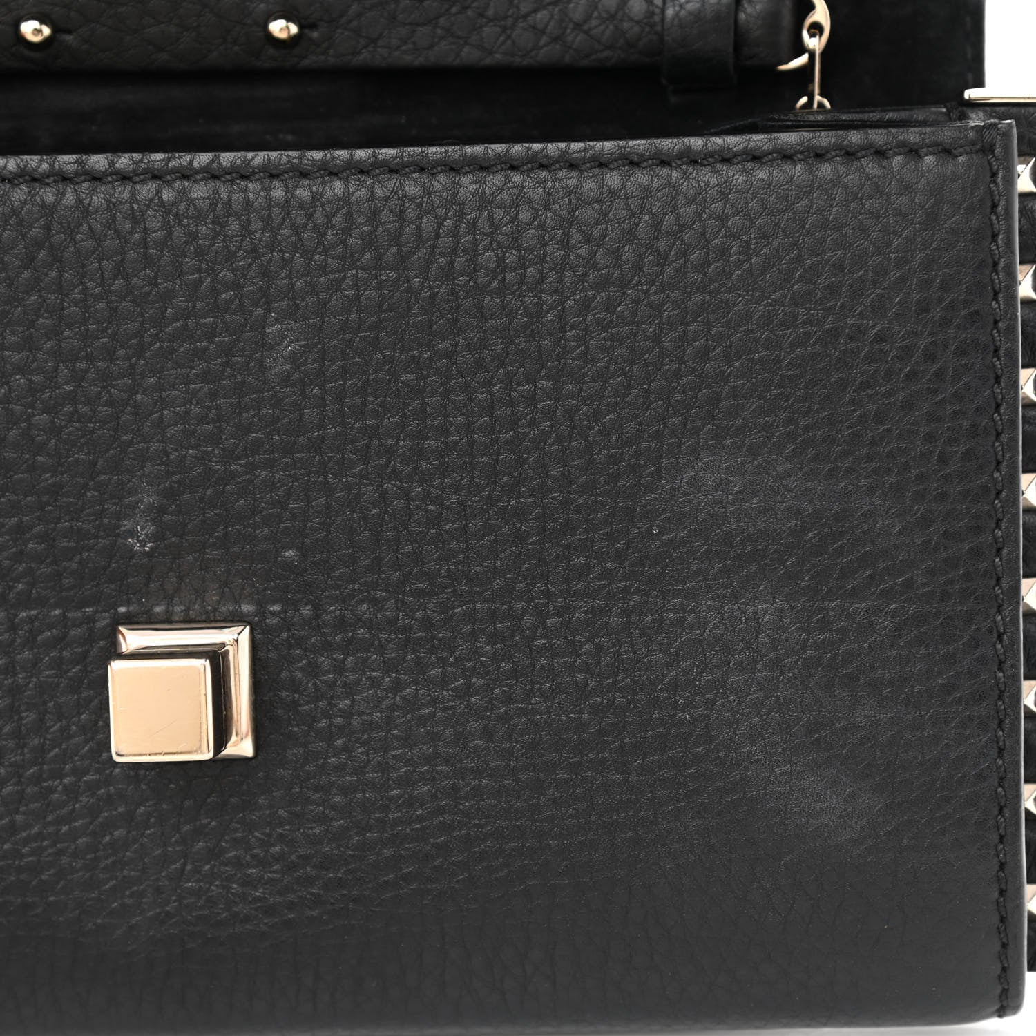 Valentino Garavani Pebbled Calfskin Rockstud Flap Chain Bag Black 8 of 8