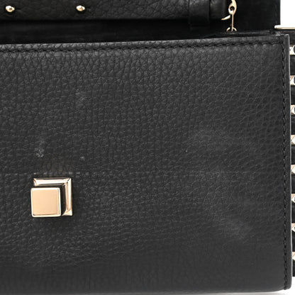 Valentino Garavani Pebbled Calfskin Rockstud Flap Chain Bag Black 8 of 8