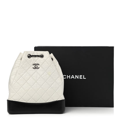 Chanel Aged Calfskin Quilted Gabrielle Backpack Black White 12 of 12