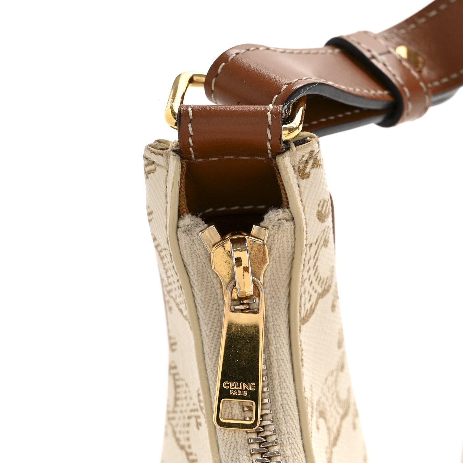 Celine Canvas Calfskin Ava Triomphe Shoulder Bag White 13 of 14