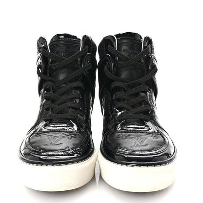 Louis Vuitton Patent Calfskin Monogram High Top Sneakers 36 Black 3 of 10