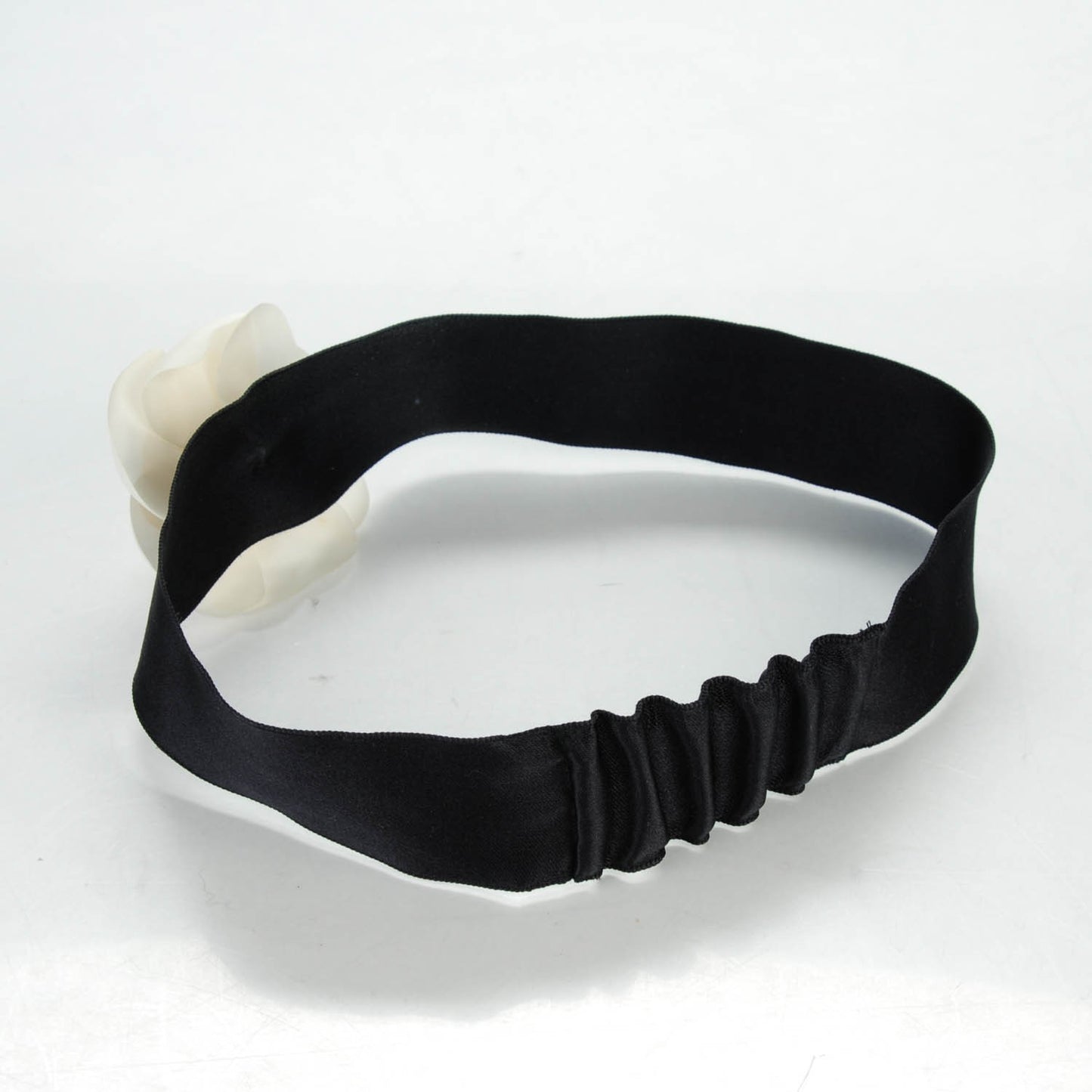 Silk Camellia Headband Ivory Black