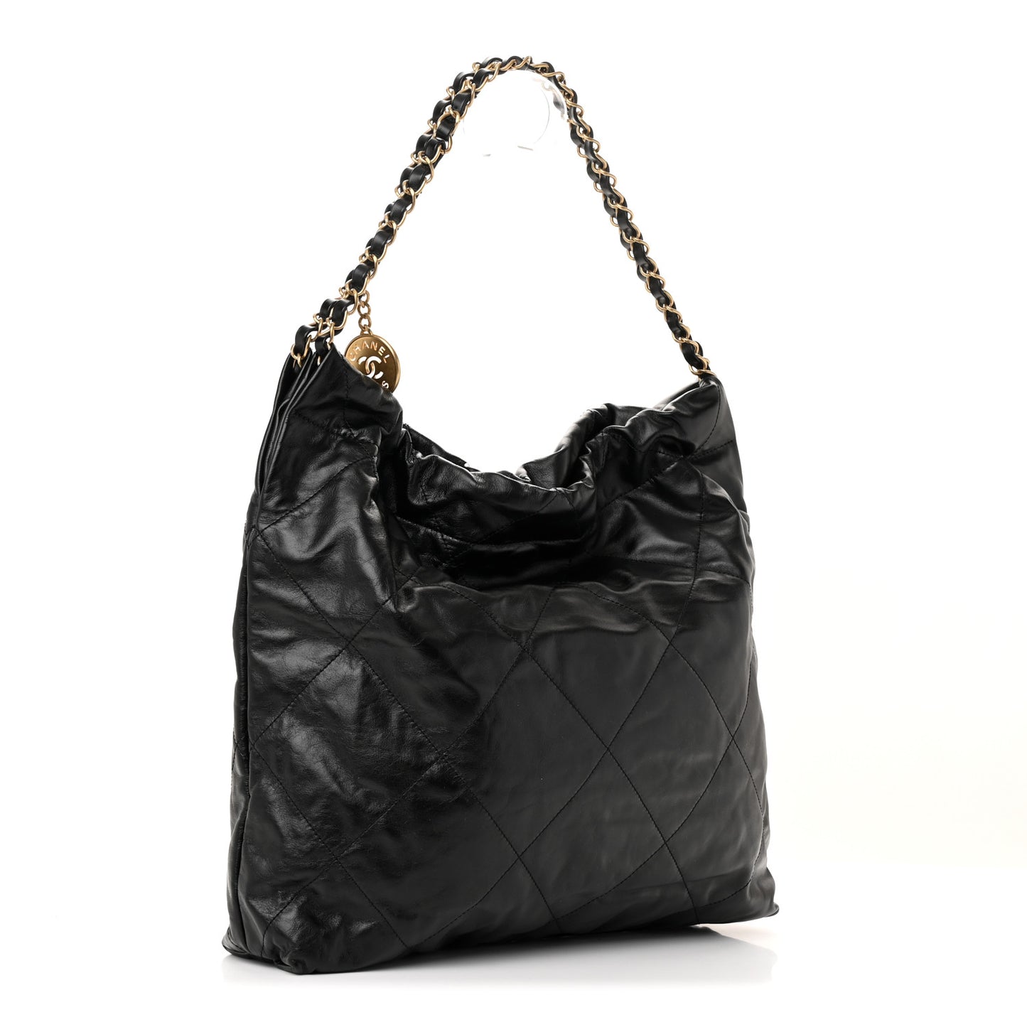 Shiny Calfskin Quilted Chanel 22 Black